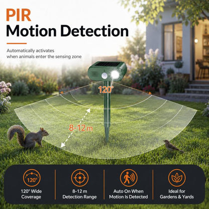 Répulsif Solaire pour Animaux Extérieur, Répulsif Ultrasonique pour Chats avec Détecteur de Mouvement PIR, 4 Modes, Répulsif Ultrasonique pour Oiseaux, Répulsif pour Chiens avec Lumière Clignotante à LED