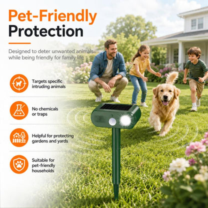 Répulsif Solaire pour Animaux Extérieur, Répulsif Ultrasonique pour Chats avec Détecteur de Mouvement PIR, 4 Modes, Répulsif Ultrasonique pour Oiseaux, Répulsif pour Chiens avec Lumière Clignotante à LED