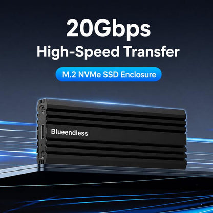 Blueendless M6NA 20Gbps M.2 NVMe SSD Enclosure, USB 3.2 Gen 2x2 Type-C External Hard Drive Case, Aluminum Case For 2230/2242/2260/2280 Up To 8TB, M6NA