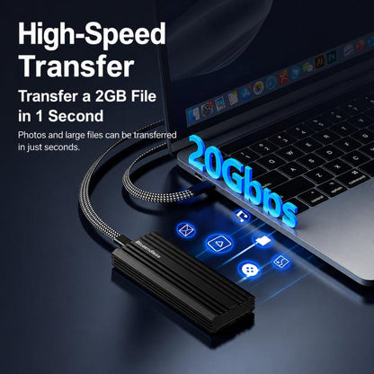 Blueendless M6NA 20Gbps M.2 NVMe SSD Enclosure, USB 3.2 Gen 2x2 Type-C External Hard Drive Case, Aluminum Case For 2230/2242/2260/2280 Up To 8TB, M6NA