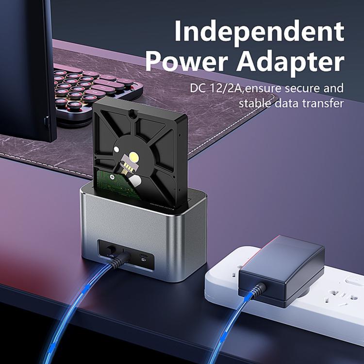 Blueendless HD01SN Dual Bay Docking Station For M.2 NVMe/SATA SSD And 2.5/3.5 SATA HDD, 10Gbps Multi-Drive Reader With 2 USB Hub Ports, Support 28TB, US Plug, EU Plug, UK Plug