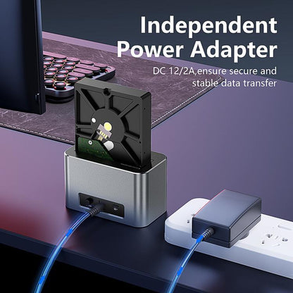 Blueendless HD01SN Dual Bay Docking Station For M.2 NVMe/SATA SSD And 2.5/3.5 SATA HDD, 10Gbps Multi-Drive Reader With 2 USB Hub Ports, Support 28TB, US Plug, EU Plug, UK Plug