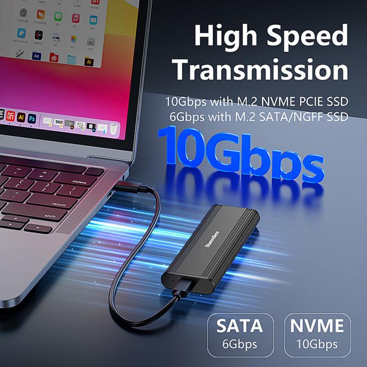 SSD Enclosure 10Gbps Aluminum USB-C 3.2 Solid State Drives, Supports Max 8TB, Blueendless 2821N M.2 NVME, Blueendless 2821SN M.2 NVME / SATA