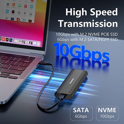 SSD Enclosure 10Gbps Aluminum USB-C 3.2 Solid State Drives, Supports Max 8TB, Blueendless 2821N M.2 NVME, Blueendless 2821SN M.2 NVME / SATA