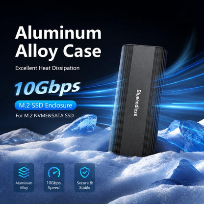 SSD Enclosure 10Gbps Aluminum USB-C 3.2 Solid State Drives, Supports Max 8TB, Blueendless 2821N M.2 NVME, Blueendless 2821SN M.2 NVME / SATA