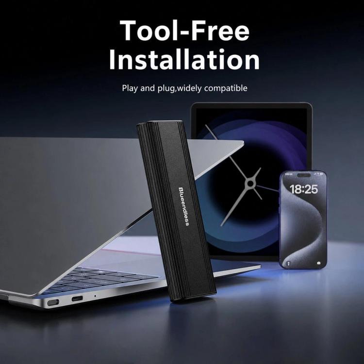 SSD Enclosure 10Gbps Aluminum USB-C 3.2 Solid State Drives, Supports Max 8TB, Blueendless 2821N M.2 NVME, Blueendless 2821SN M.2 NVME / SATA