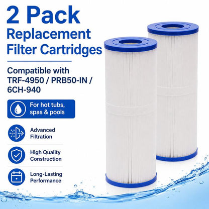 2 cartouches filtrantes de rechange pour spa, piscine, baignoire TRF-4950 / PRB50-IN / PRB50-IN