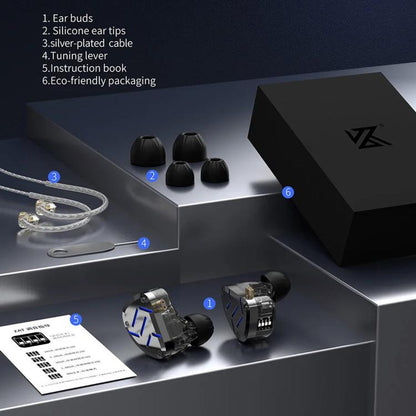 KZ-ZAT 1.2m Wired In-Ear Earhones With 1 Dynamic Driver and 8 Balanced Armature Drivers Hi-Fi Stage Monitoring Earbuds, Standard, With Mic