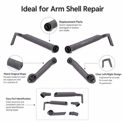 For DJI Mini 5 Pro Drone Arm Shells Repair Parts, Left Front Empty Boom Shell, Right Front Empty Boom Shell, Left Rear Empty Boom Shell, Right Rear Empty Boom Shell, Single Boom Shell Left Front, Single Boom Shell Right Front, Single Boom Shell Left Re...