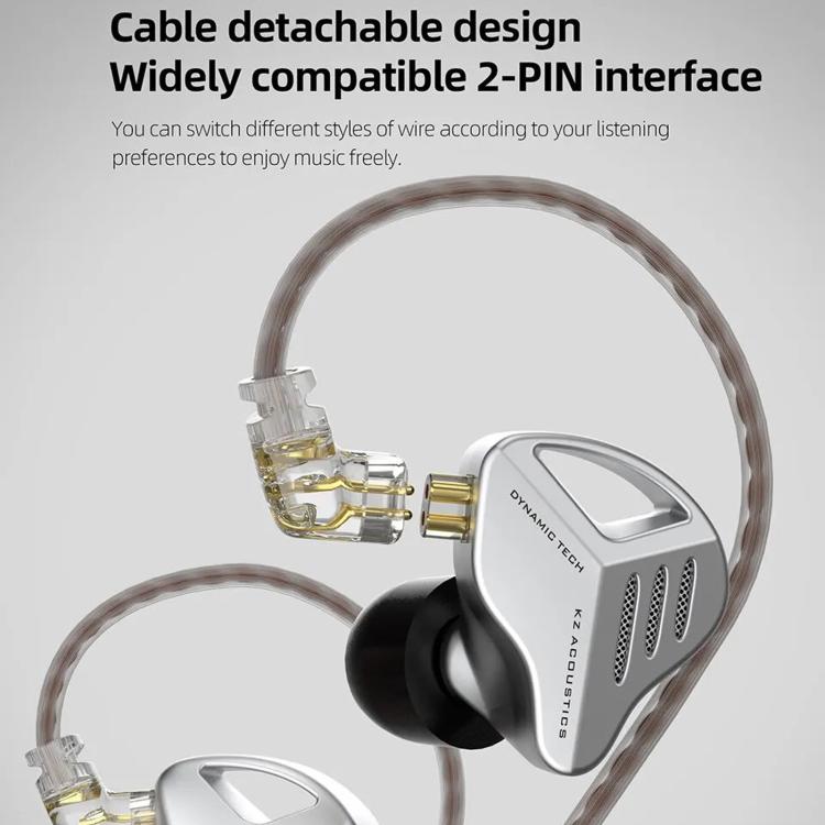 KZ-ZVX Dynamic In-Ear 1.2m Wired Earphones Deep Bass Hi-Fi Monitoring Earphones, Silver Standard, Silver With Mic, Black Standard, Black With Mic