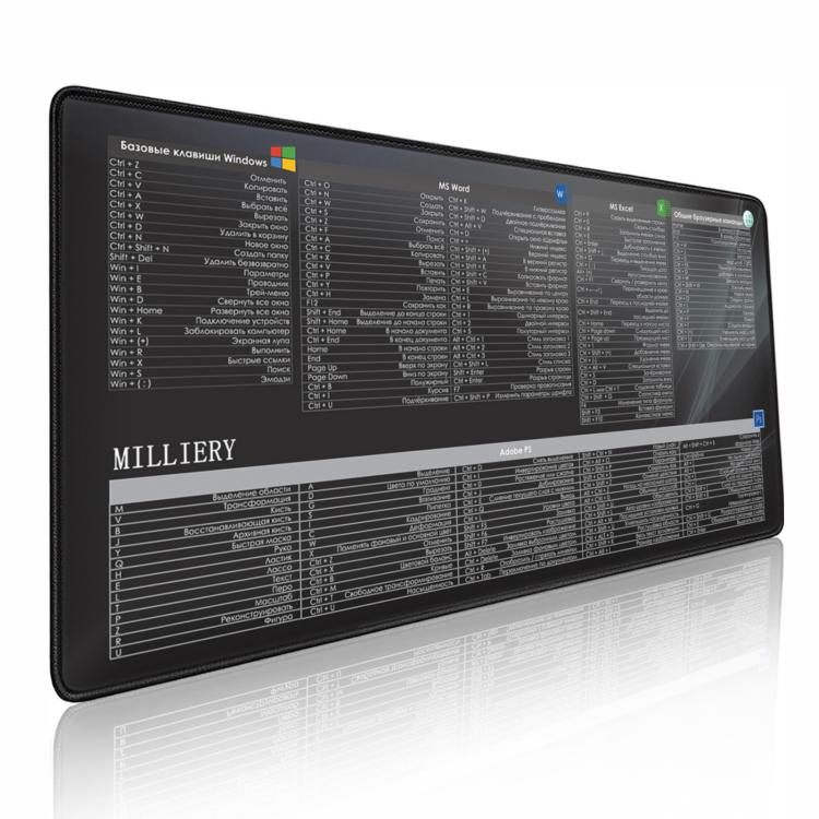 Large Shortcut Keys Mouse Pad Multi-Language Options Available Fray-Free Stitched Edges Keyboard Pad, 300x600x2mm, 300x600x3mm, 300x800x2mm, 300x800x3mm, 300x800x4mm, 400x800x2mm, 400x800x3mm, 400x900x2mm, 400x900x3mm