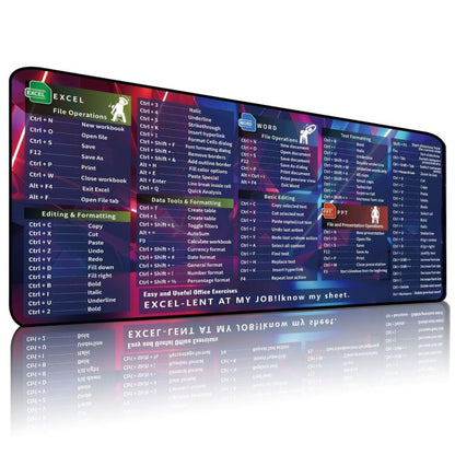 Large Shortcut Keys Mouse Pad Multi-Language Options Available Fray-Free Stitched Edges Keyboard Pad, 300x600x2mm, 300x600x3mm, 300x800x2mm, 300x800x3mm, 300x800x4mm, 400x800x2mm, 400x800x3mm, 400x900x2mm, 400x900x3mm