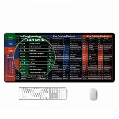 Large Shortcut Keys Mouse Pad Multi-Language Options Available Fray-Free Stitched Edges Keyboard Pad, 300x600x2mm, 300x600x3mm, 300x800x2mm, 300x800x3mm, 300x800x4mm, 400x800x2mm, 400x800x3mm, 400x900x2mm, 400x900x3mm