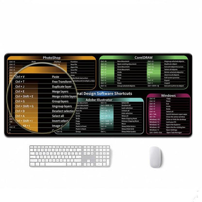 Large Shortcut Keys Mouse Pad Multi-Language Options Available Fray-Free Stitched Edges Keyboard Pad, 300x600x2mm, 300x600x3mm, 300x800x2mm, 300x800x3mm, 300x800x4mm, 400x800x2mm, 400x800x3mm, 400x900x2mm, 400x900x3mm