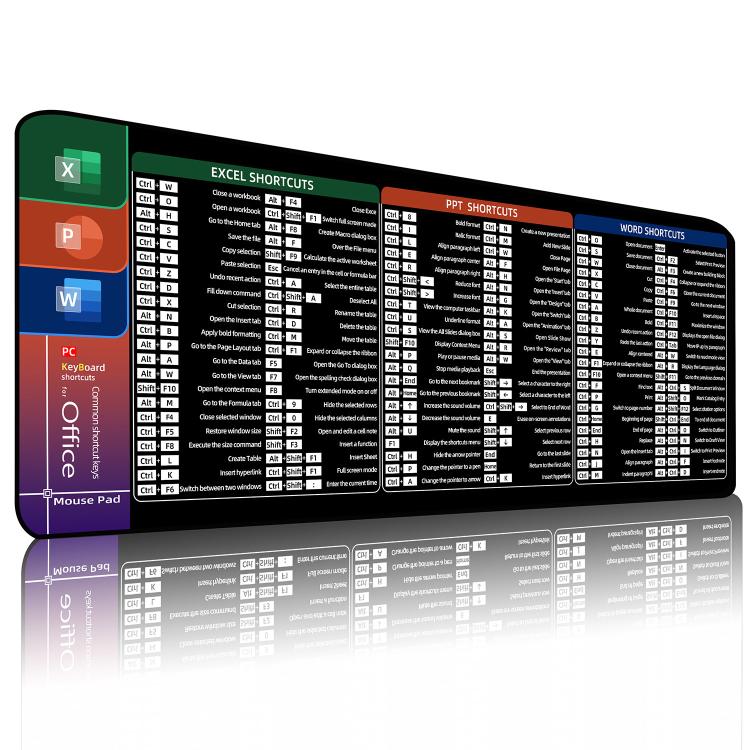 Large Shortcut Keys Mouse Pad Multi-Language Options Available Fray-Free Stitched Edges Keyboard Pad, 300x600x2mm, 300x600x3mm, 300x800x2mm, 300x800x3mm, 300x800x4mm, 400x800x2mm, 400x800x3mm, 400x900x2mm, 400x900x3mm