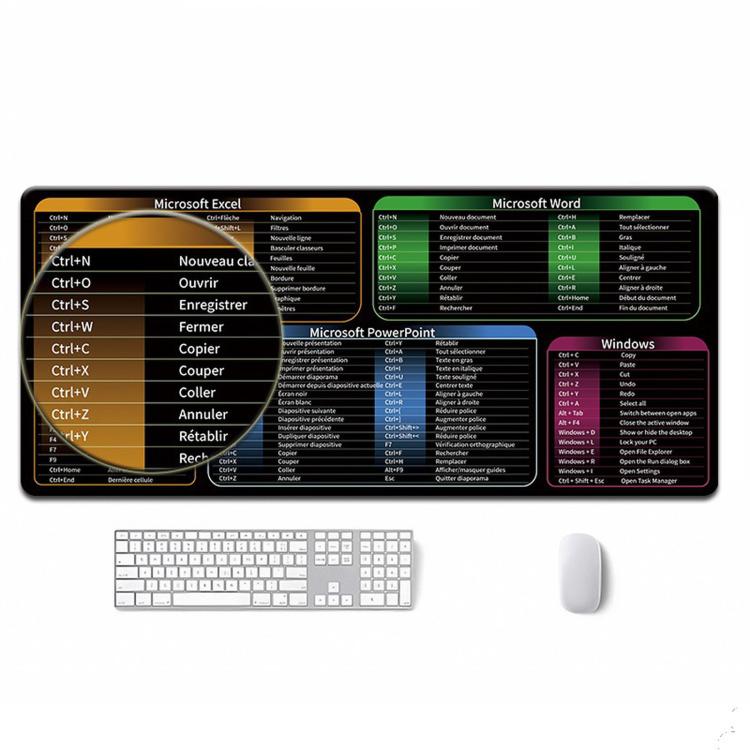 Large Shortcut Keys Mouse Pad Multi-Language Options Available Fray-Free Stitched Edges Keyboard Pad, 300x600x2mm, 300x600x3mm, 300x800x2mm, 300x800x3mm, 300x800x4mm, 400x800x2mm, 400x800x3mm, 400x900x2mm, 400x900x3mm