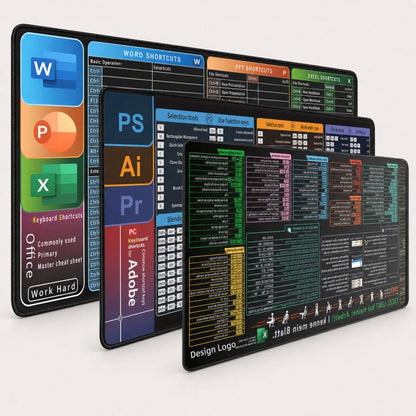 Large Shortcut Keys Mouse Pad Multi-Language Options Available Fray-Free Stitched Edges Keyboard Pad, 300x600x2mm, 300x600x3mm, 300x800x2mm, 300x800x3mm, 300x800x4mm, 400x800x2mm, 400x800x3mm, 400x900x2mm, 400x900x3mm