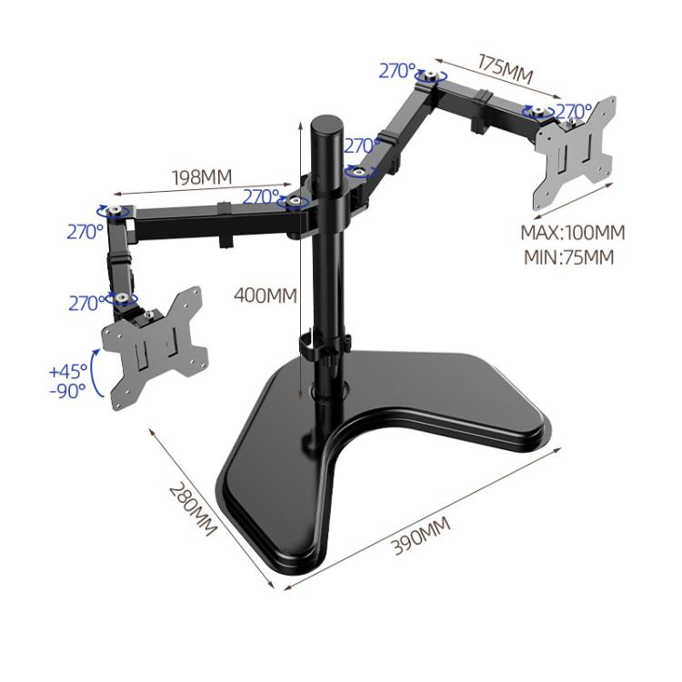 Dual-Screen LCD Monitor Telescopic Rotating Dual-Arm Stand, ZX-MT022N
