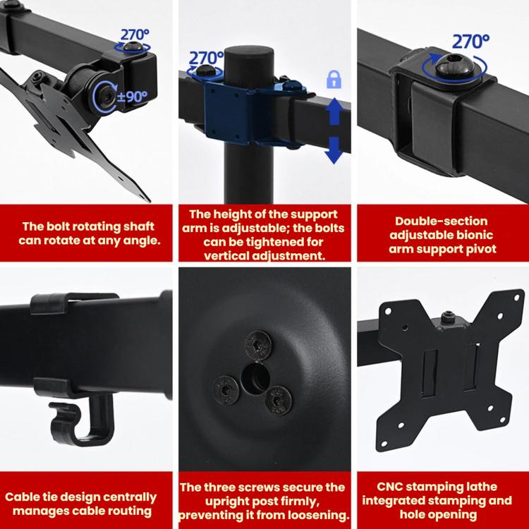 Dual-Screen LCD Monitor Telescopic Rotating Dual-Arm Stand, ZX-MT022N