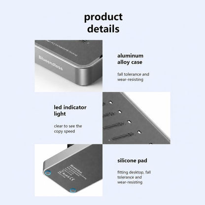 Blueendless DB2804SNA 4-Bay M.2 NVMe/SATA SSD Docking Station USB-C 10Gbps Aluminum SSD Case Supports Max 32TB, US Plug, UK Plug, EU Plug