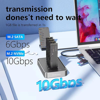 Blueendless DB2804SNA 4-Bay M.2 NVMe/SATA SSD Docking Station USB-C 10Gbps Aluminum SSD Case Supports Max 32TB, US Plug, UK Plug, EU Plug