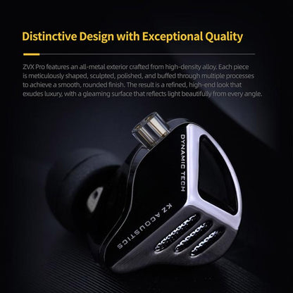 KZ ZVX PRO Dynamic In-Ear 1.2m Wired Earphones Deep Bass Hi-Fi Monitoring Earbuds, Standard, With Mic