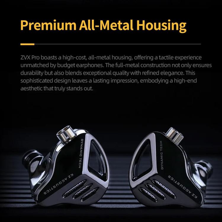 KZ ZVX PRO Dynamic In-Ear 1.2m Wired Earphones Deep Bass Hi-Fi Monitoring Earbuds, Standard, With Mic