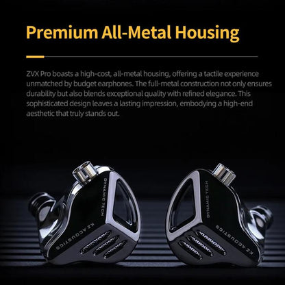 KZ ZVX PRO Dynamic In-Ear 1.2m Wired Earphones Deep Bass Hi-Fi Monitoring Earbuds, Standard, With Mic