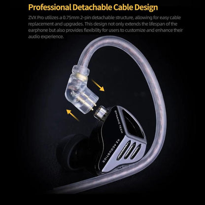 KZ ZVX PRO Dynamic In-Ear 1.2m Wired Earphones Deep Bass Hi-Fi Monitoring Earbuds, Standard, With Mic