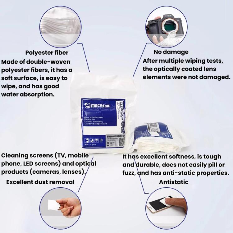 MECHANIC HK4090 Microfiber Lint-Free Cloth For Screen & Lens Cleaning, Industrial Dust Wiping Cloth, 4 inch 50pcs, 4 inch 100pcs, 4 inch 400pcs, 6 inch 100pcs, 9 inch 100pcs, 12 inch 100pcs