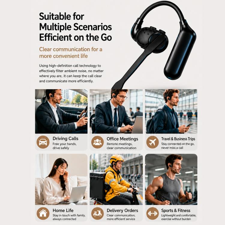 Ear-Hook Rotatable Bluetooth Earphone HD Noise Reduction Rainproof Earphone, V2