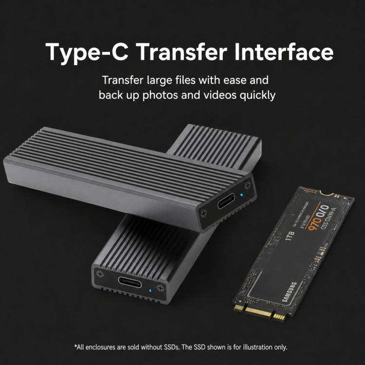 Blueendless 2806N M.2 NVMe SSD Enclosure 10Gbps Aluminum External Solid State Drive Case, Dual Cables Included, Single Cable Included