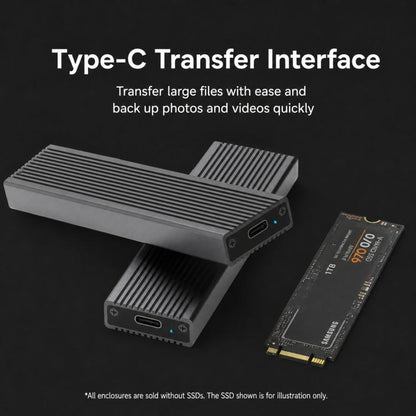 Blueendless 2806N M.2 NVMe SSD Enclosure 10Gbps Aluminum External Solid State Drive Case, Dual Cables Included, Single Cable Included