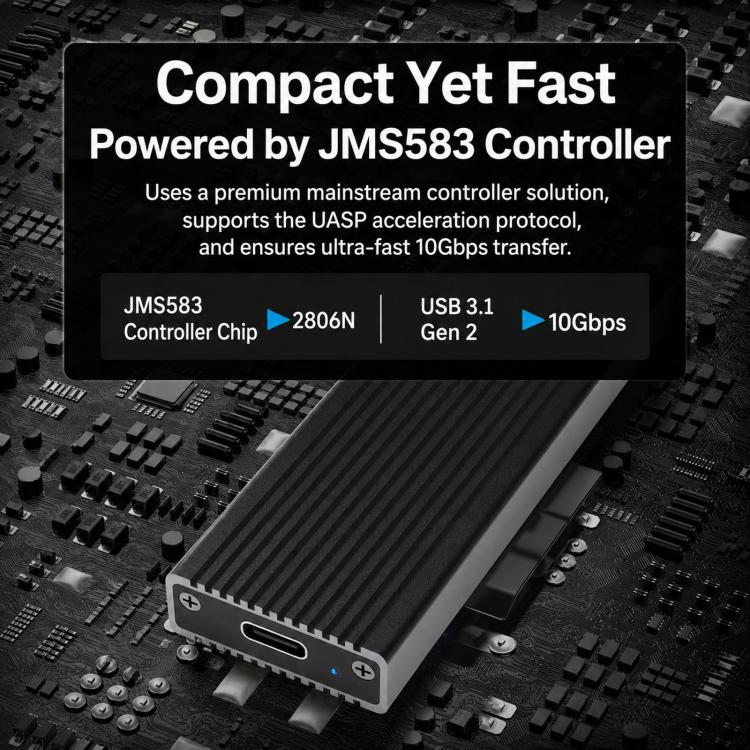 Blueendless 2806N M.2 NVMe SSD Enclosure 10Gbps Aluminum External Solid State Drive Case, Dual Cables Included, Single Cable Included