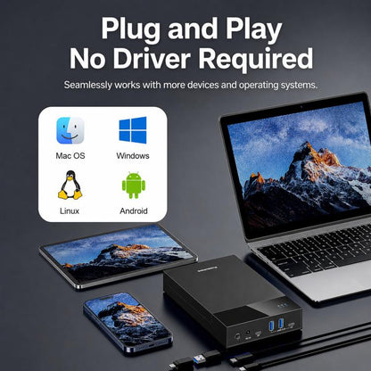 Blueendless 3.5/2.5 Inch SATA External Hard Drive Enclosure With Built-In USB 3.0 Hub USB To SATA HDD SSD Case Max 20TB, US Plug, EU Plug, UK Plug