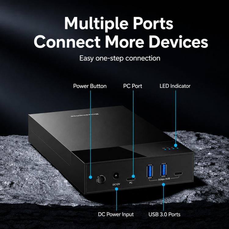 Blueendless 3.5/2.5 Inch SATA External Hard Drive Enclosure With Built-In USB 3.0 Hub USB To SATA HDD SSD Case Max 20TB, US Plug, EU Plug, UK Plug
