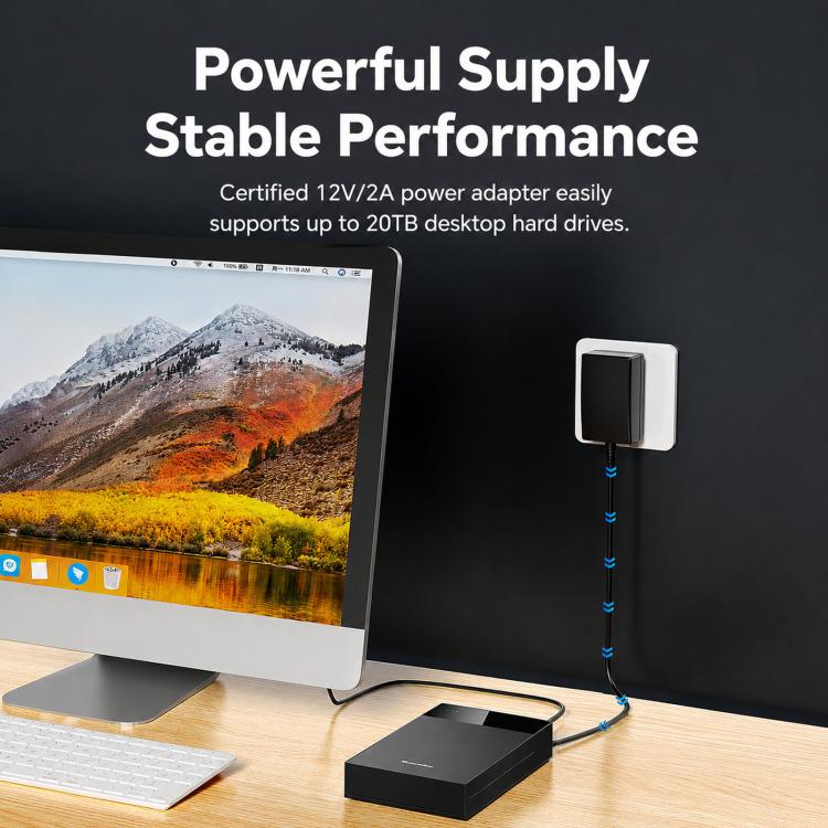 Blueendless 3.5/2.5 Inch SATA External Hard Drive Enclosure With Built-In USB 3.0 Hub USB To SATA HDD SSD Case Max 20TB, US Plug, EU Plug, UK Plug
