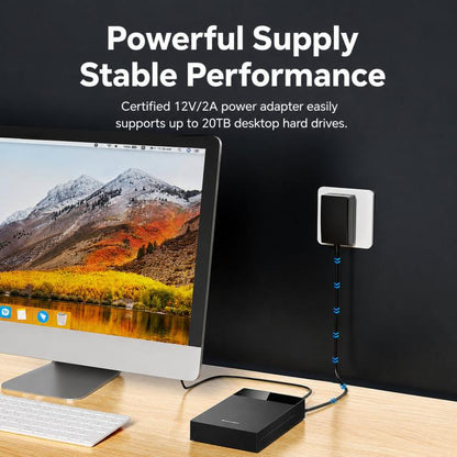 Blueendless 3.5/2.5 Inch SATA External Hard Drive Enclosure With Built-In USB 3.0 Hub USB To SATA HDD SSD Case Max 20TB, US Plug, EU Plug, UK Plug