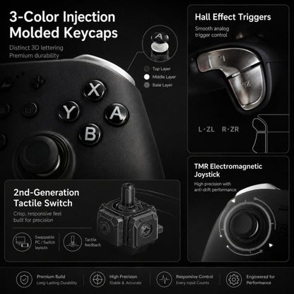 GuliKit KK2T Controller With TMR Electromagnetic Joystick Support NFC Amiibo and Switch Wakeup