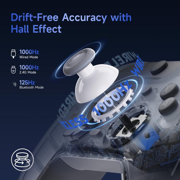 EasySMX X05Pro Wireless PC Gaming Controller Tri-Mode Hall Effect Gamepad with Dual-Stage Triggers & Silent Buttons for PC & Switch, Grey White, Black, White With Charging Dock, Black With Charging Dock