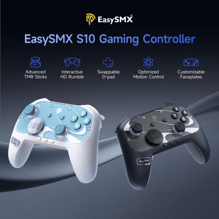 EasySMX S10 Wireless Controller for Nintendo Switch & Switch 2 Gamepad with NFC, HD Rumble & Swappable Faceplate