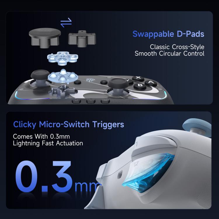 EasySMX S10 Wireless Controller for Nintendo Switch & Switch 2 Gamepad with NFC, HD Rumble & Swappable Faceplate