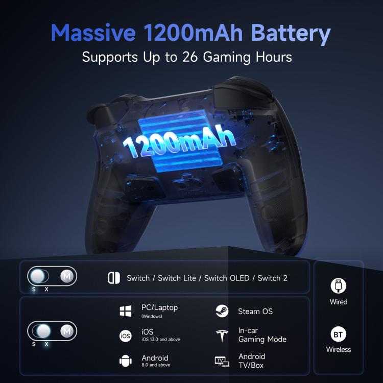 EasySMX S10 Wireless Controller for Nintendo Switch & Switch 2 Gamepad with NFC, HD Rumble & Swappable Faceplate