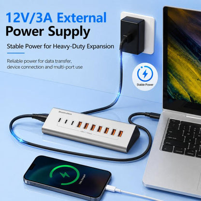 Blueendless TYPE-C Splitter 10Gbps Braided Cable Extension Hub, 15W USB3.2 x 4, 15W USB3.2 x 3+SD/TF3.0, 15W USB3.2 x 4+TYPE-C3.2 x 2+SD/TF3.0, 15W USB3.2 x 4+TYPE-C3.2 x 3, 36W USB3.2 x 7+TYPE-C3.2 x 3