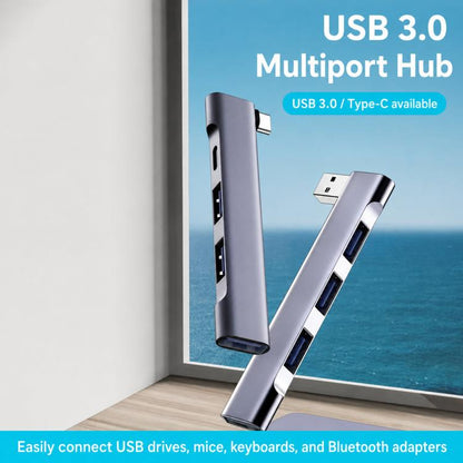 Side-Bend 4 In 1 Expander Splitter External HUB, USB+USB 2.0 x 3+USB 3.0, Type-C+USB 2.0 x 3+USB 3.0, Type-C+USB 2.0 x 2+PD+USB 3.0