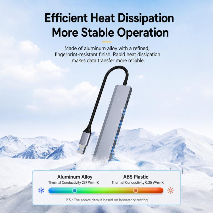 USB 3.0 Hub High Speed 7-Port Expander Aluminum Alloy Splitter With Independent DC 3.5mm Power Supply, ADS-313A