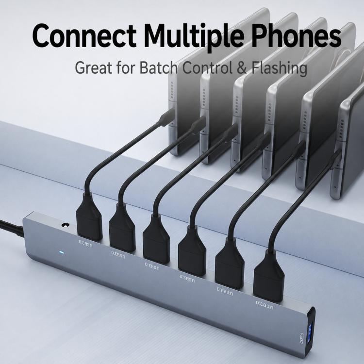 USB 3.0 Hub High Speed 7-Port Expander Aluminum Alloy Splitter With Independent DC 3.5mm Power Supply, ADS-313A