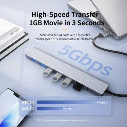 USB 3.0 Hub High Speed 7-Port Expander Aluminum Alloy Splitter With Independent DC 3.5mm Power Supply, ADS-313A