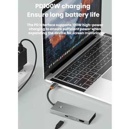 Blueendless Type-C Docking Station 4K 60Hz Screen Mirroring USB 3.0 Splitter, HDMI2.0+PD+USB3.0 x 3, HDMI 2.0 + PD + Gigabit Ethernet + 2 USB 3.0 ports