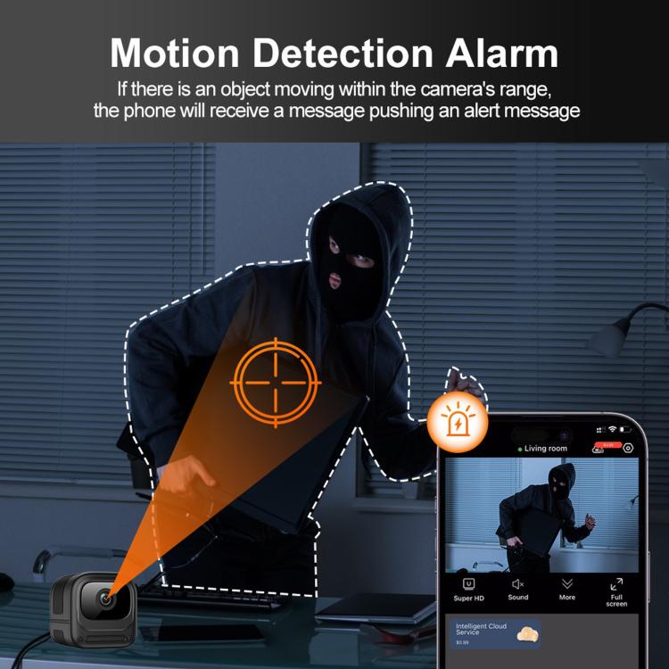 Remote Monitoring Smart Alarm Infrared Night Vision WiFi Camera With Spiral Mount Bracket, W08